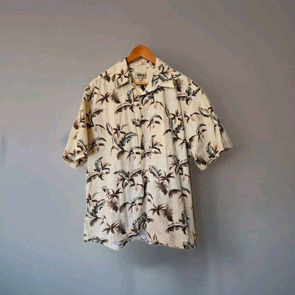 Campia Moda XL Cream Palm Print Hawaiian Shirt – 100% Cotton Island Style - Picture 2 of 11